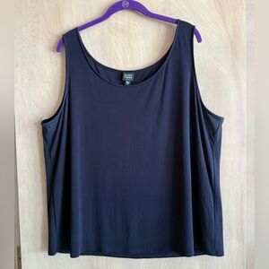Eileen Fisher Silk Georgette Crepe Stretch Tank Top Navy Blue Women’s XXL 2X